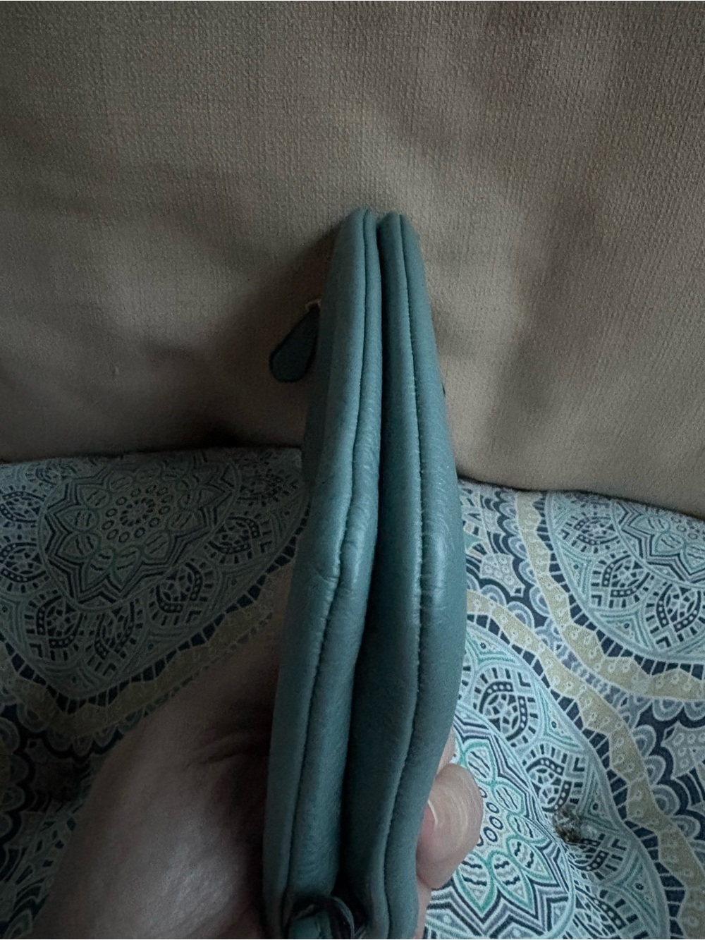Coach Teal Pebbled Leather Double Zippered Wristlet EUC - Picture 8 of 10